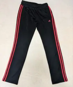 adidas ジャージパンツ M 黒/赤 ストライプ