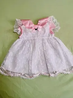 ベビードレス ホワイトとピンク レース