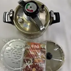 新品　理研 圧力鍋 ゴールドデラックス 6L 昭和レトロ 蒸し板付きのサムネイル