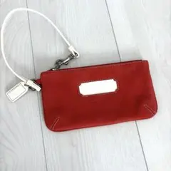 COACH レザー ポーチ リストレット レッド ホワイト
