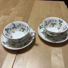 ウェッジウッド WEDGWOOD ワイルドストロベリー カップ＆ソーサー 2客