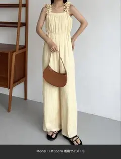 callautia ギャザーショルダーオールインワン