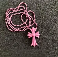 シリコンネックレス　クロス　十字架　ラバー　ユニセックス　ピンク