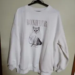 新品未使用GRL 猫イラスト ホワイトスウェット