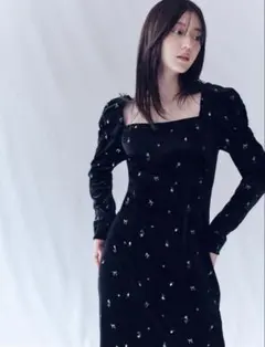 【maki様専用】ブラック ベルベット ワンピース