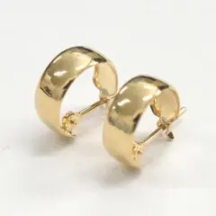 【18金】K18甲丸フープピアス タイプ 3mm幅×10mm 刻印入り