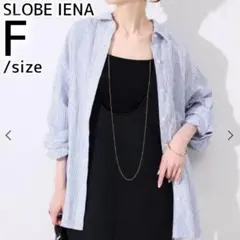 スローブイエナ 25SS リネンコットンカシュクールシャツ ストライプ 青白 Fのサムネイル