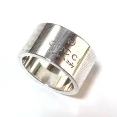 【GUCCI】　ロゴワイドリング SV925 シルバー指輪 15号～16号