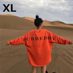 ビッグシルエット ロング Tシャツ 長袖 チュニック オレンジ XL