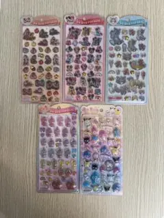 【正規品】うるちゅる・ディズニー・サンリオなど5枚セット・ボンボンドロップシール