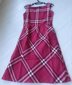 バーバリーブルーレーベル ノバチェック 上品フレアワンピース38