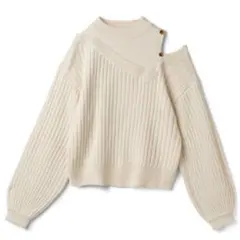 【GRL】リブ編みレイヤード風ニットトップ ス