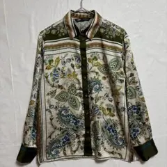 ZARA ザラ　ペイズリー柄　サテン ブラウス　S スカーフ柄