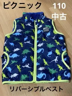 【中古】110 ピクニック　ミキハウス姉妹ブランド　フリースベスト　リバーシブル