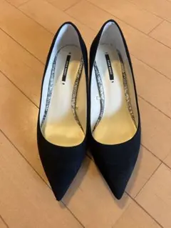ZARA ポインテッドトウ　スエード調パンプス　ブラック　38