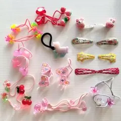 【即購入OK】カラフルな子供用ヘアアクセサリーセットヘアゴム 8点ヘアピン4点