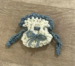 リボンポーチ　小物入れ　巾着　AirPods入れ　編み物　ハンドメイド