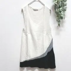 K.TLINO☆リネンブレンドチュニック☆リブニット☆Ｍ☆斜め模様☆ラメ☆透け感