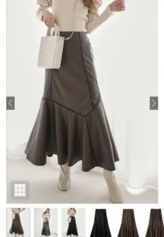 GRL レザーパイピングマーメイドフレアスカート[nh11]