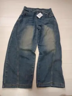 ヨーロ　デニム　М　レトロウォッシュワイドパンツ