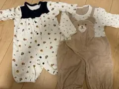 動物柄ロンパース・カバーオール 50-60 2枚セット