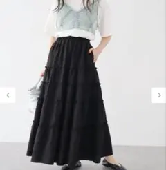 ティアードロングスカート ブラック F