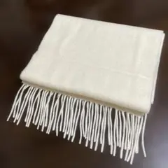 ユニクロ　カシミヤ100% フリンジ付きマフラー　ホワイト