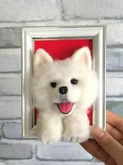 羊毛フェルト犬 飛び出す笑顔のサモエド