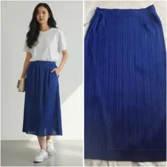 極美品✨PLEATS PLEASE スカート ブルー 3 ポケット付 ロングのサムネイル