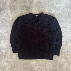 モールニットVネックプルオーバー 黒　ニット