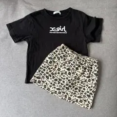 X-girl Stages Tシャツ　ヒョウ柄スカートセットアップ　110