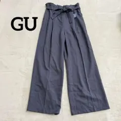 新品【ジーユー】ハイウエストワイドパンツ イージーパンツ ベルト付 XL グレー