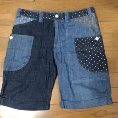 明ブ連 名誉会長様専用　grn デニム　クレイジーパターン　ハーフパンツのサムネイル