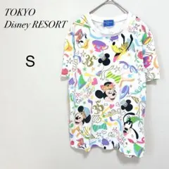 【ディズニーリゾート】35周年記念 Tシャツ 綿100% 総柄 ミッキー ミニーのサムネイル