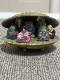 骨董　蛤置物　七福神　龍神　工芸品　古物　アンティーク　ヴィンテージ