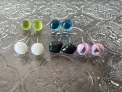 ガラスのピアスセット92サージカルステンレスシルバー