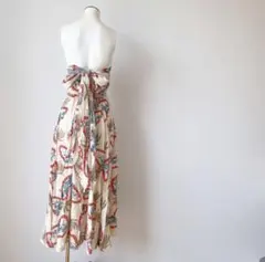 ブルー新品サッシュスカート浴衣ロングワンピース マキシ丈スカートHawaii カ