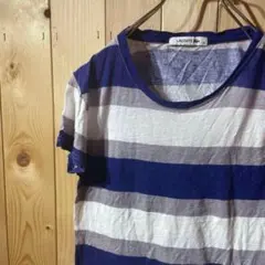 AE6315 LACOSTE 半袖Tシャツ ブルーボーダー レディース 34