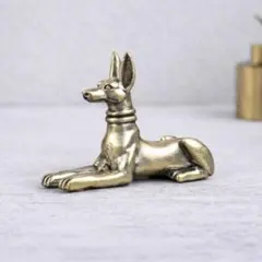 アンティーク風 犬 真鍮風 ミニオブジェ 卓上インテリア　アヌビス