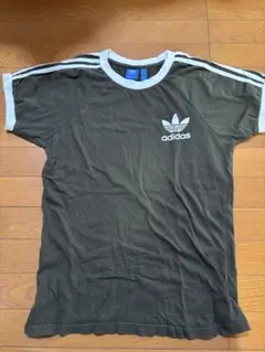 adidas カーキラグランTシャツ L