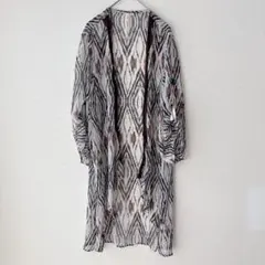 Bellatrix カーディガン ロングカーディガン 羽織り 総柄 七分袖 L