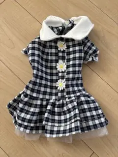 犬用チェック柄ドレス フリル付き