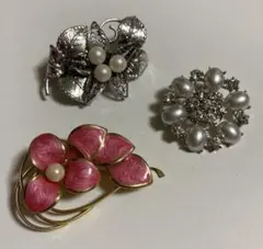 値下げ‼️VINGTAINE パールブローチ3点セットまとめ売り