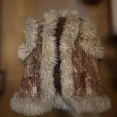 ファーコート ノースリーブ ファーベスト Y2K 古着 カジュアル 平成