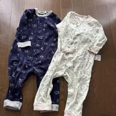 ユニクロ　美品　80cm☆ロンパース 長袖　２枚セット　綿100% コットン