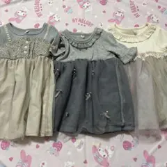 3着セット　ベビードレス フリル チュール付き トップス　チュニック