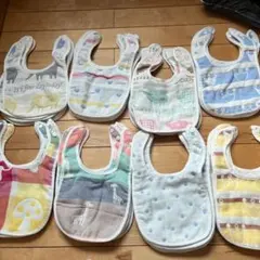 236よだれ掛け 8枚セットスタイ ベビースタイ 食事エプロン 大判 6層ガーゼ