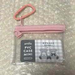ピンク amifa PVC CASE MINI カラビナ付 セリア クリアポーチのサムネイル