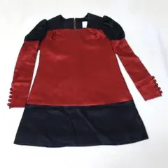 70年頃　ミニワンピース　レンガ色と黒のワンピース　長袖・七分袖　昭和レトロ