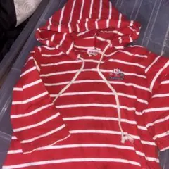 MIKI HOUSE 赤白ストライプ パーカー M